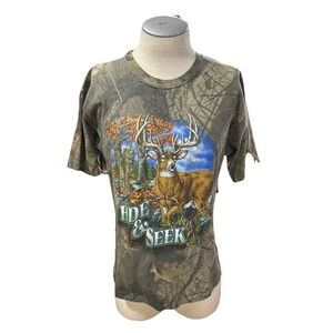 Buck Wear Vintage T Shirt Mens Large Deer Single Stitch Reeltree Hunting Camo